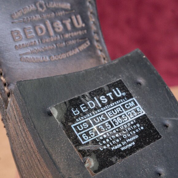 Bed Stu Women Chelesa Black Rustic Leather Western Boots size 6.5 - Picture 7 of 9